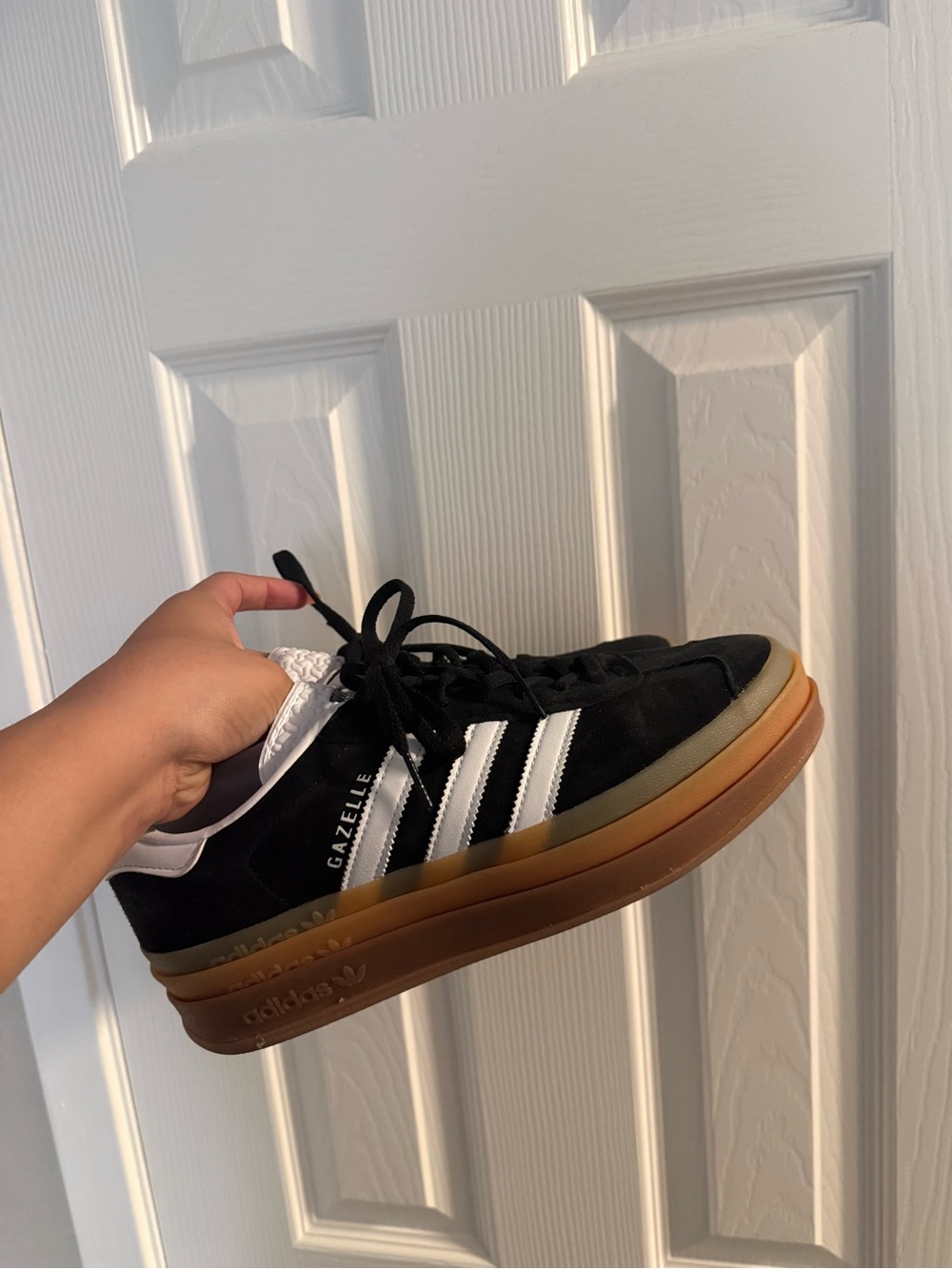adidas Gazelle Black White Gum-Trim Sneakers